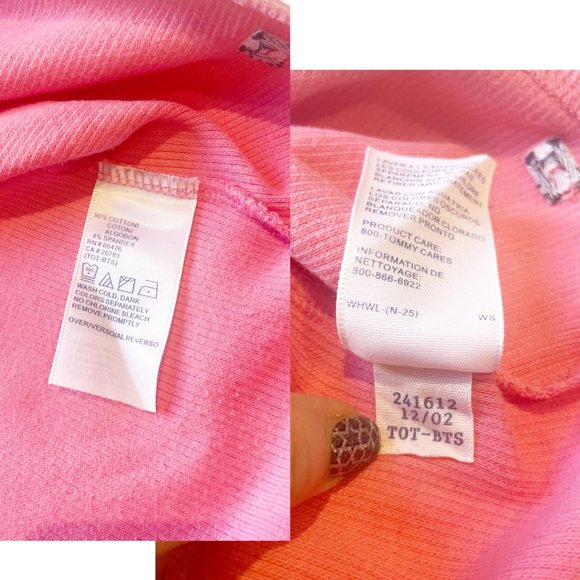 Tommy Hilfiger Pink Ribbed V Neck Lace T-Shirt Sz L - Picture 8 of 9